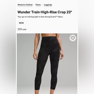 Lululemon Wunder train high rise crop